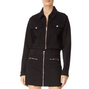 J Brand Moto Black Cropped Denim Jacket Small